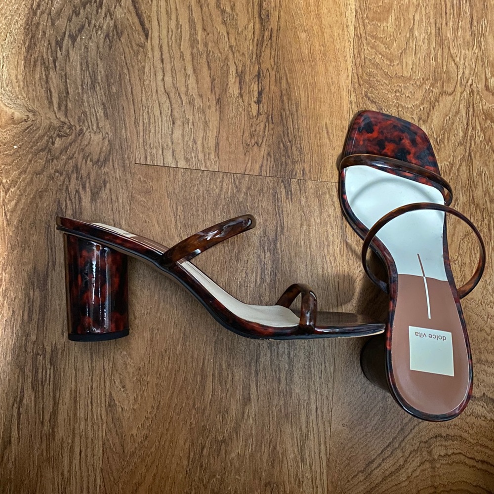 Tortoise print heeled sandals